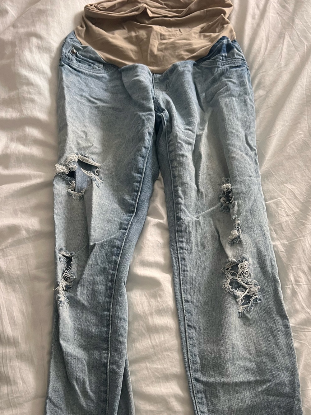 Maternity Light Wash Distressed Women's Jeans